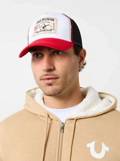 True Religion Og Logo Patch Trucker Hat In White