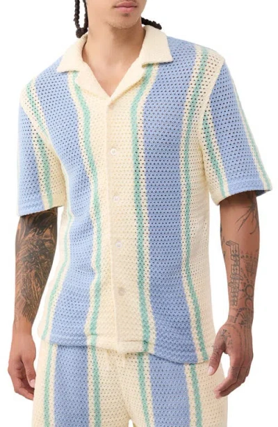 True Religion Short Sleeve Knit Stripe Shirt In Multi