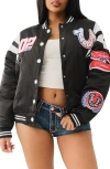 True Religion Oversize Varsity Jacket In Black
