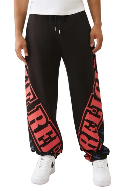 True Religion Overarch Drawstring Logo Sweatpants In Black