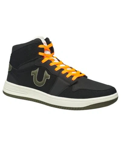 True Religion Owen High Top Sneaker In Black Olive