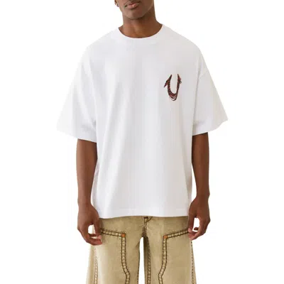 True Religion Painted Oversized Cotton Graphic T-shirt In White