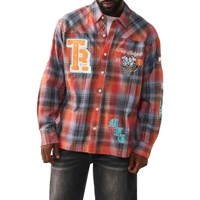 True Religion Patch Appliqué Cotton Flannel Button-up Shirt In Multi