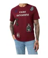 True Religion Short Sleeve Patch Embro Tee In Brown