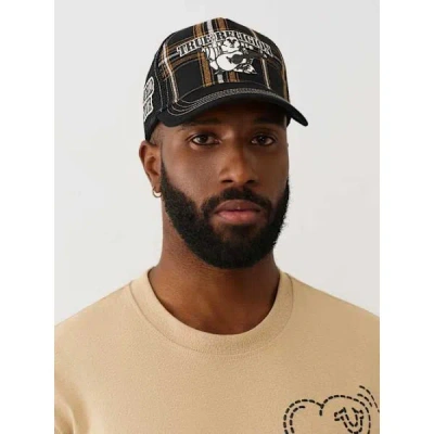 True Religion Plaid Trucker Hat In Brown