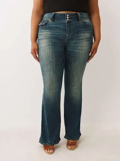 True Religion Plus Joey Y2k Mid Rise Flare Jean In Blue