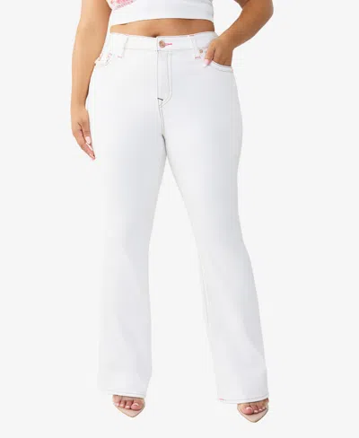 True Religion Plus Size Becca Bootcut Flap Jeans In White