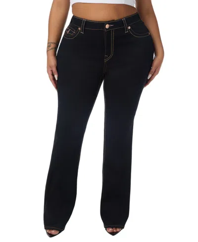 True Religion Plus Size Billie High-waisted Straight-leg Denim Jeans In Black