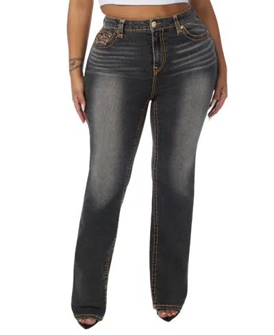 True Religion Plus Size Billie High-waisted Straight-leg Jeans In Gray