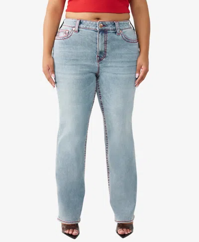 True Religion Plus Size Billie Mid-rise Straight Big T-jeans In Blue