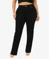 True Religion Plus Size Billie Straight Mid Rise Jeans In Black