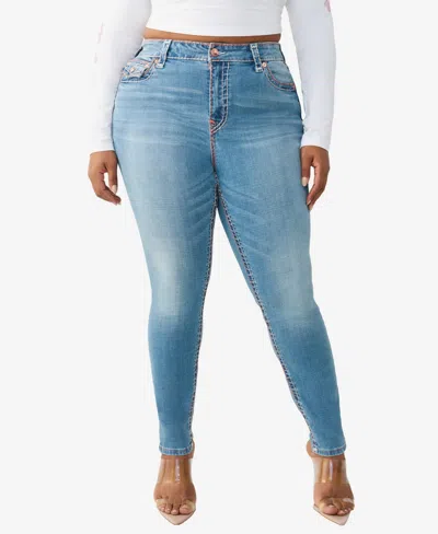 True Religion Plus Size Jennie Mid-rise Skinny Super T Flap Jeans In Blue