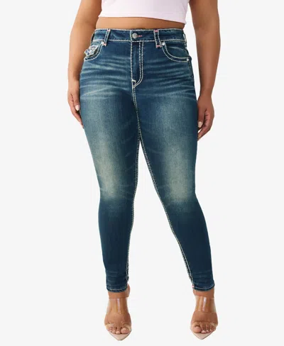 True Religion Plus Size Jennie Mid-rise Skinny Super T-flap Jeans In Blue