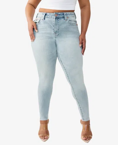 True Religion Plus Size Mid-rise Skinny Big T-flap Jeans In Blue