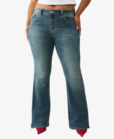 True Religion Plus Size Side Slit Becca Bootcut Flap Jeans