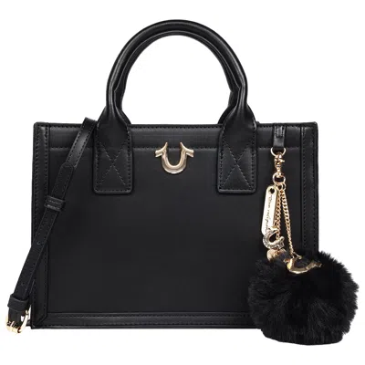 True Religion Pom Dangle Modern Tote In Black