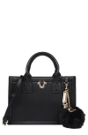 True Religion Pompom Keychain Horseshoe Tote Bag In Black