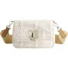 True Religion Quilted Denim Horseshoe Flap Crossbody In White
