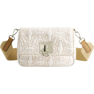 True Religion Quilted Denim Horseshoe Flap Crossbody In White