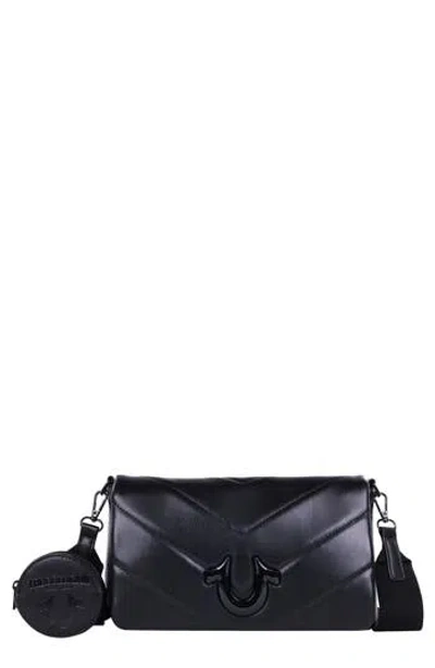 True Religion Quilted Flap Crossbody Bag In Black