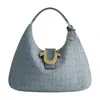 True Religion Quilted Horseshoe Large Denim Hobo