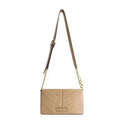 True Religion Quilted Logo Placqu Flap Bag In Brown