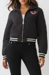 True Religion Quilted Logo Zip Jacket In Black