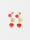 True Religion Red Heart Horseshoe Drop Earrings In Gold