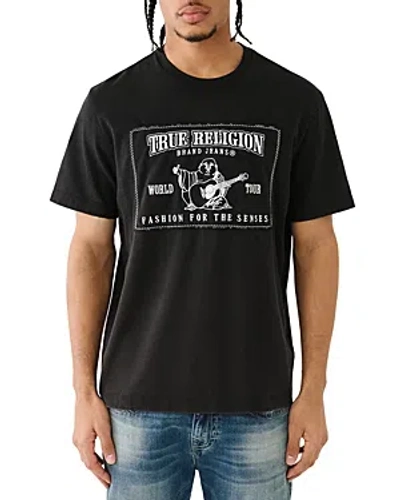 True Religion Relaxed Fit Vintage Logo Tee In Jet Black