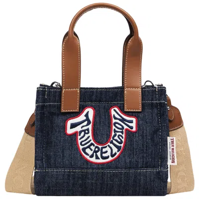 True Religion Retro Horseshoe Denim Mini Tote In Blue