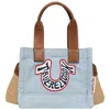 True Religion Retro Horseshoe Denim Mini Tote In Blue