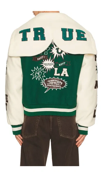 True Religion Retro Wool Varsity Jacket In White