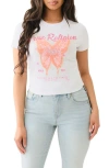 True Religion Rhinestone Logo Baby Tee In Optic White