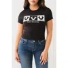 True Religion Rhinestone Logo Cotton T-shirt In Jet Black