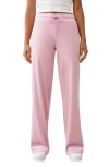 True Religion Rhinestone Velour Straight Leg Drawstring Pants In Gold
