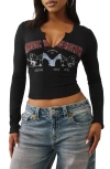 True Religion Rib Long Sleeve T-shirt In Black