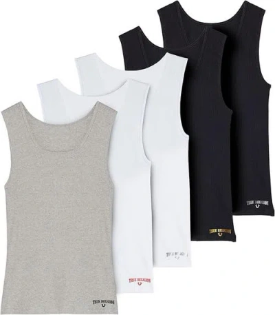 True Religion Ribbed Cotton Tank Top Pack Of 5 In Multi