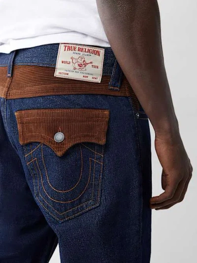 True Religion Ricky Corduroy Detailed Straight Jean In Blue