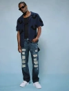 True Religion Ricky Distressed Flap Straight Jean In Blue