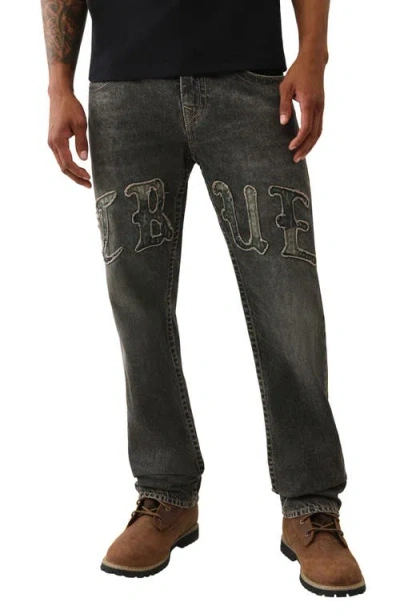 TRUE RELIGION TRUE RELIGION RICKY LOGO APPLIQUÉ STRAIGHT JEANS