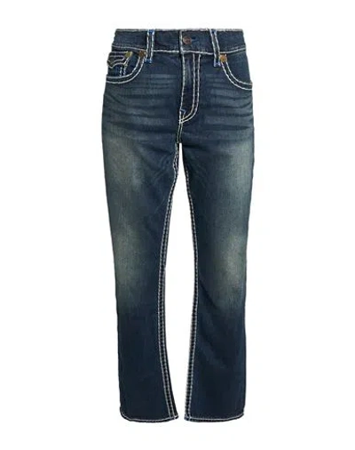 True Religion Ricky Man Jeans Blue Size 36w-34l Cotton, Elastane