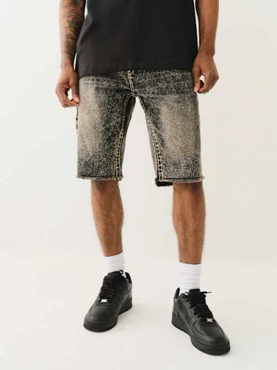 True Religion Ricky Marled Super T Frayed Short In Black