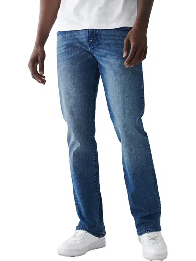 True Religion Ricky Mens Medium Wash Relaxed Straight Leg Jeans In Blue