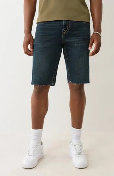 True Religion Ricky Raw Hem Straight Leg Denim Shorts