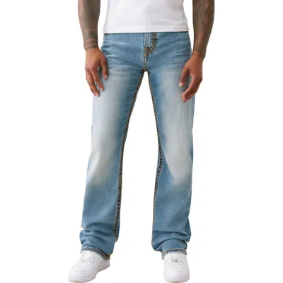 True Religion Ricky Rope Stitch Flap Straight Leg Jeans In Blue