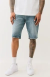True Religion Ricky Straight Leg Denim Shorts In Blue
