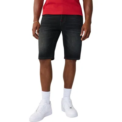 True Religion Ricky Straight Leg Denim Shorts In Black