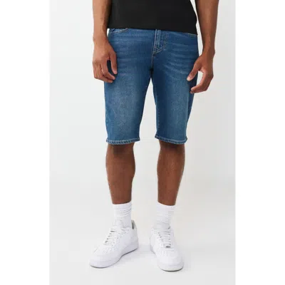 True Religion Ricky Straight Leg Denim Shorts In Blue