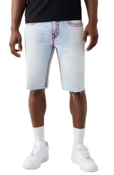 True Religion Ricky Super T Flap Cutoff Denim Shorts In Blue