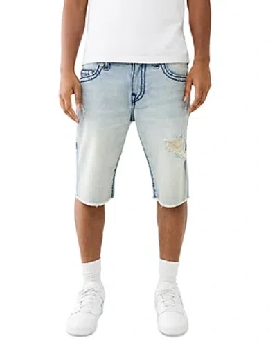 True Religion Ricky Super T Jean Shorts In Shore Light Wash In Shore Light Was With Rips
